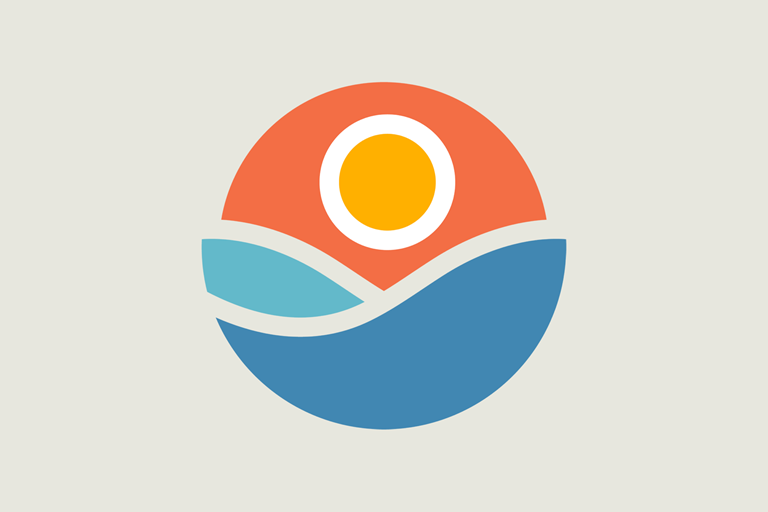 Sun in distance over water - graphic